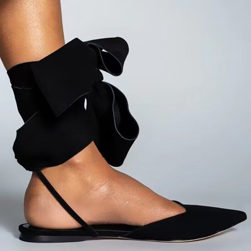 Open-Toe Backless Wide Width Sandals , Pointed Toe Flat Heel Ankle Strap