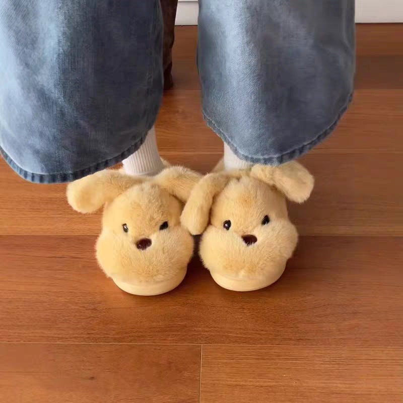 Cozy Dog Slippers for Women Indoor Home Winter Warm Non-Slip Cotton Shoes