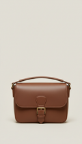 Mocha Leather Shoulder Bag with Suede Lining