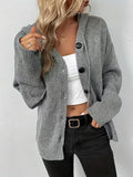 Women's Solid Color Hooded Button-Up Sweater