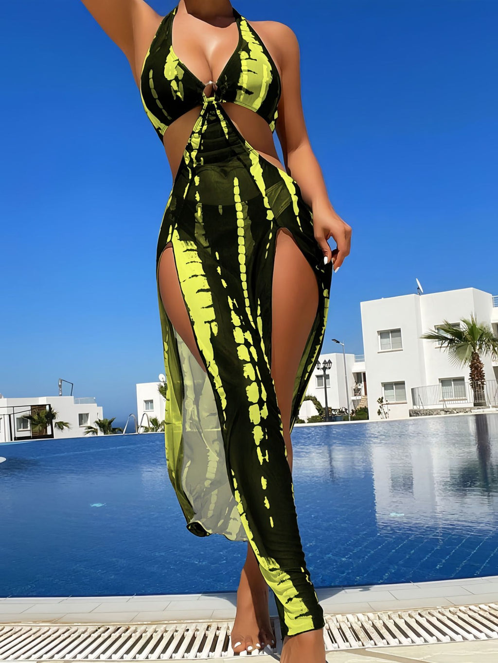 Three-Piece Swimwear Set for Women, Separated Bikini with Dress Suit