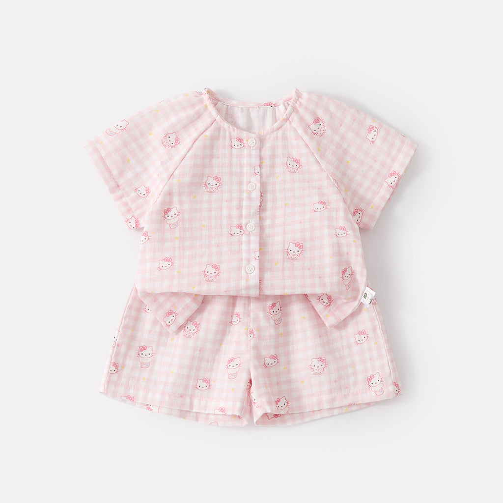 Baby Cute Cartoon Print Short Sleeve Casual Shorts Home Wear Two-Piece Set