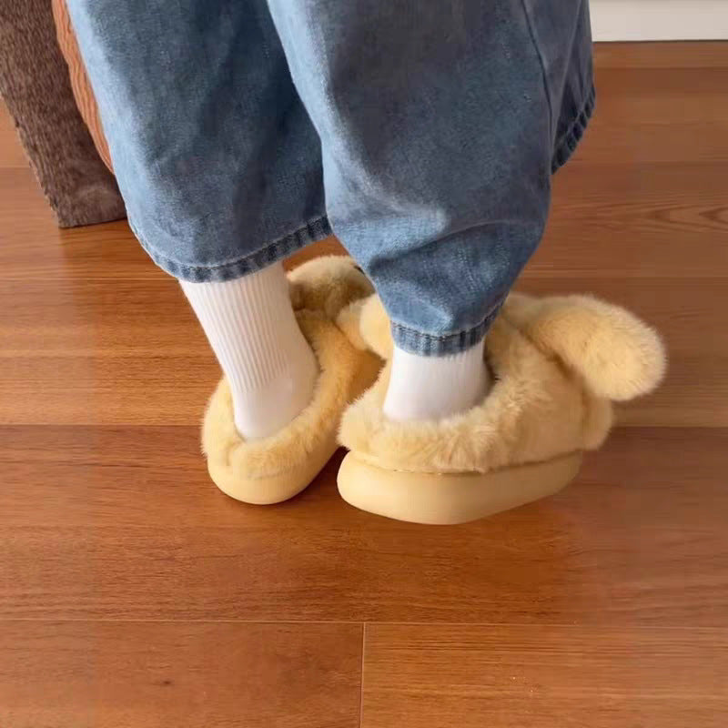 Cozy Dog Slippers for Women Indoor Home Winter Warm Non-Slip Cotton Shoes
