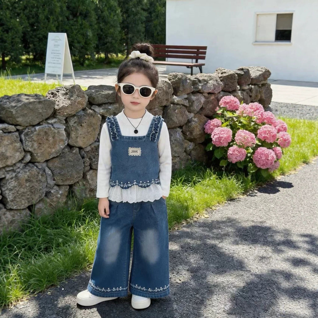 Cowboy vest long sleeved three piece set for children in autumn