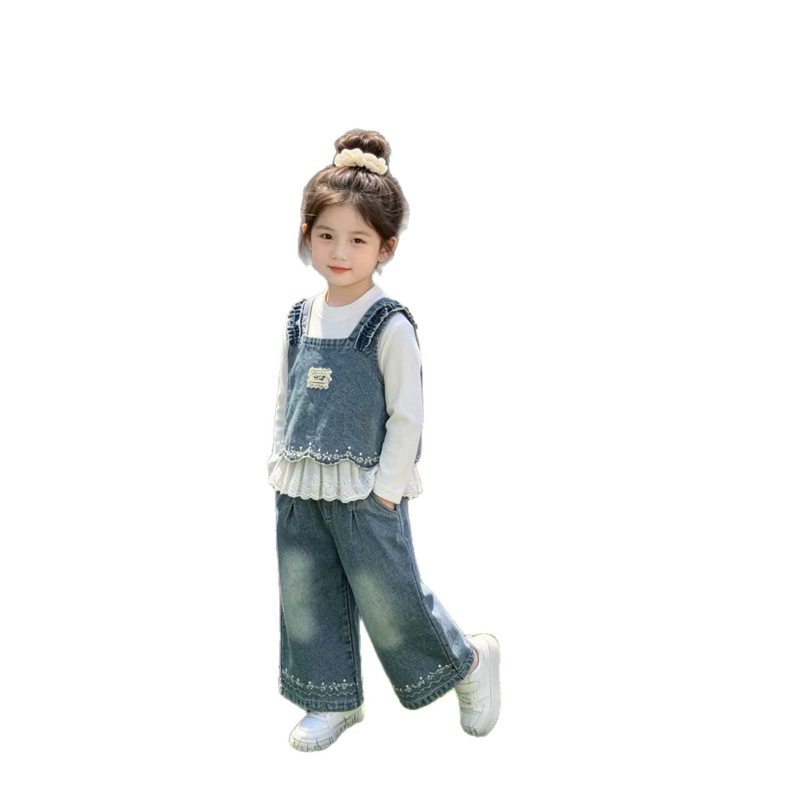 Cowboy vest long sleeved three piece set for children in autumn