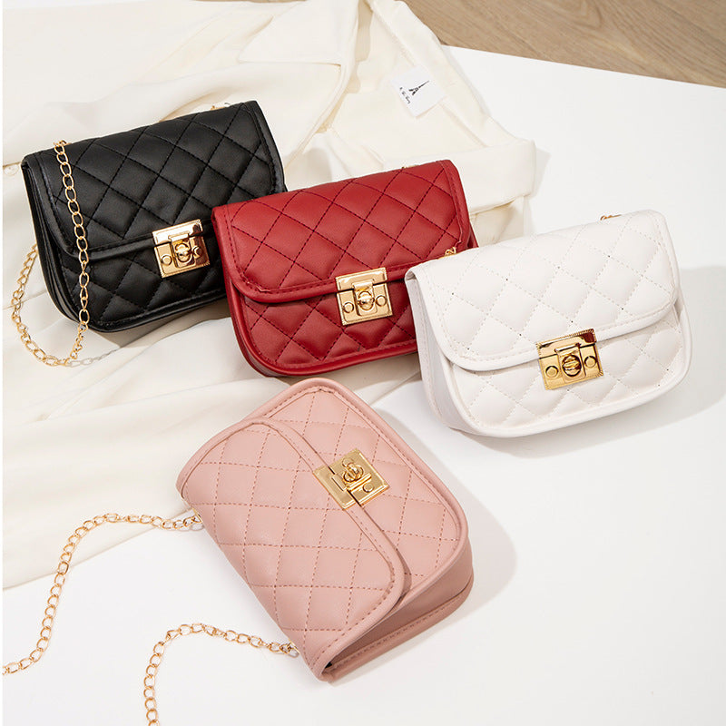 Small square bag embroidered diamond grid women's bag