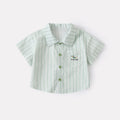 Cartoon Stripe Short Sleeve Shirt for Boys Stylish Two-Piece Set
