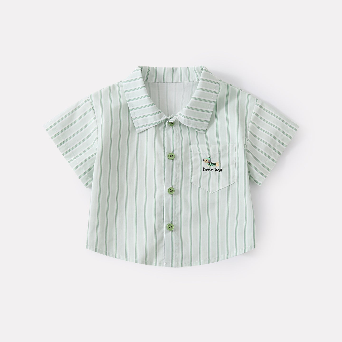 Cartoon Stripe Short Sleeve Shirt for Boys Stylish Two-Piece Set