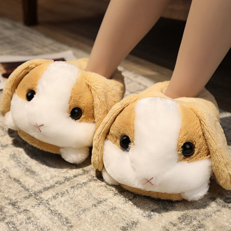 Sad Hamster Plush Slippers Home Soft Warm Furry Slides Women Cozy Indoor Floor Shoes