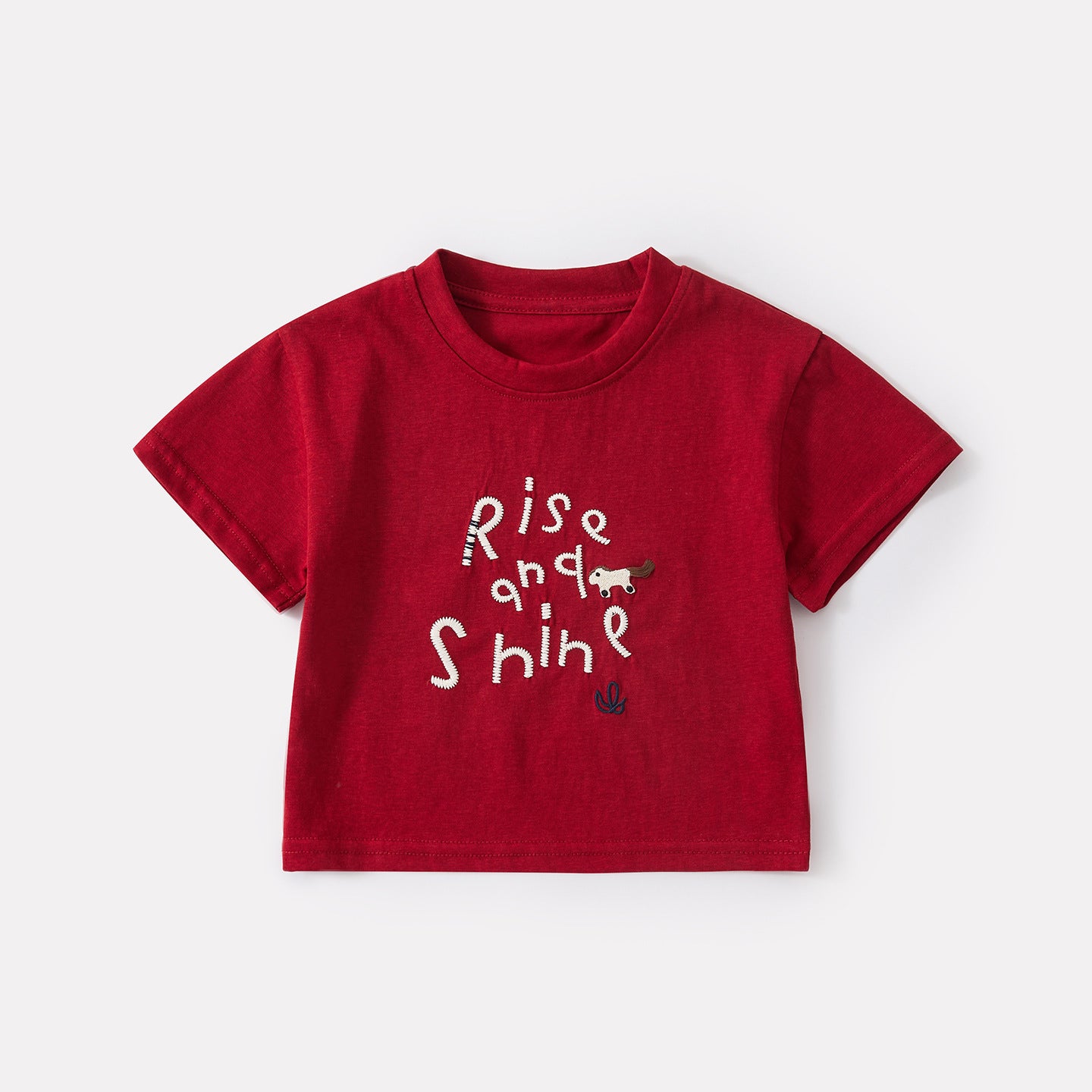Simple Embroidered Letter Short Sleeve Top and Lightweight Casual Utility Shorts Set for Boys