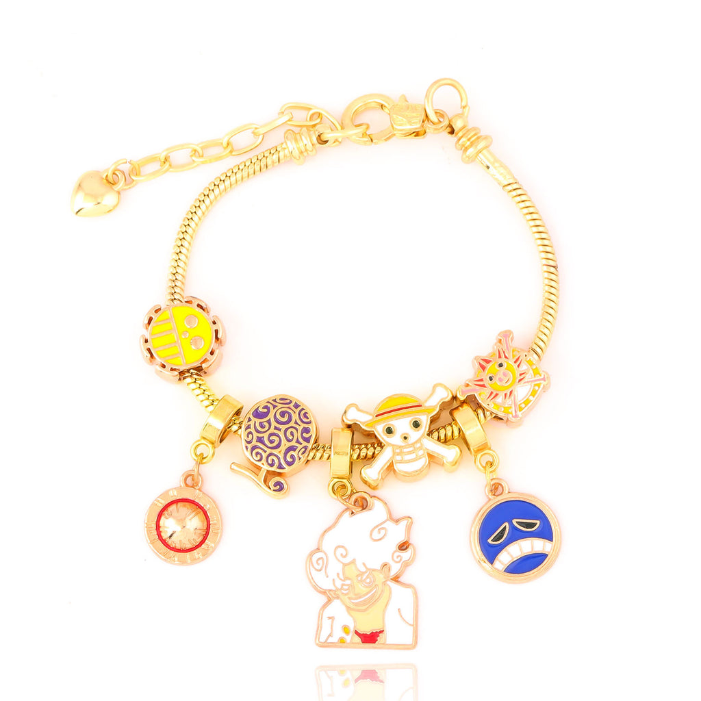 One Piece DIY Bracelet with Five Levels Sun God Nika Luffy Cartoon Metal DIY Bracelet