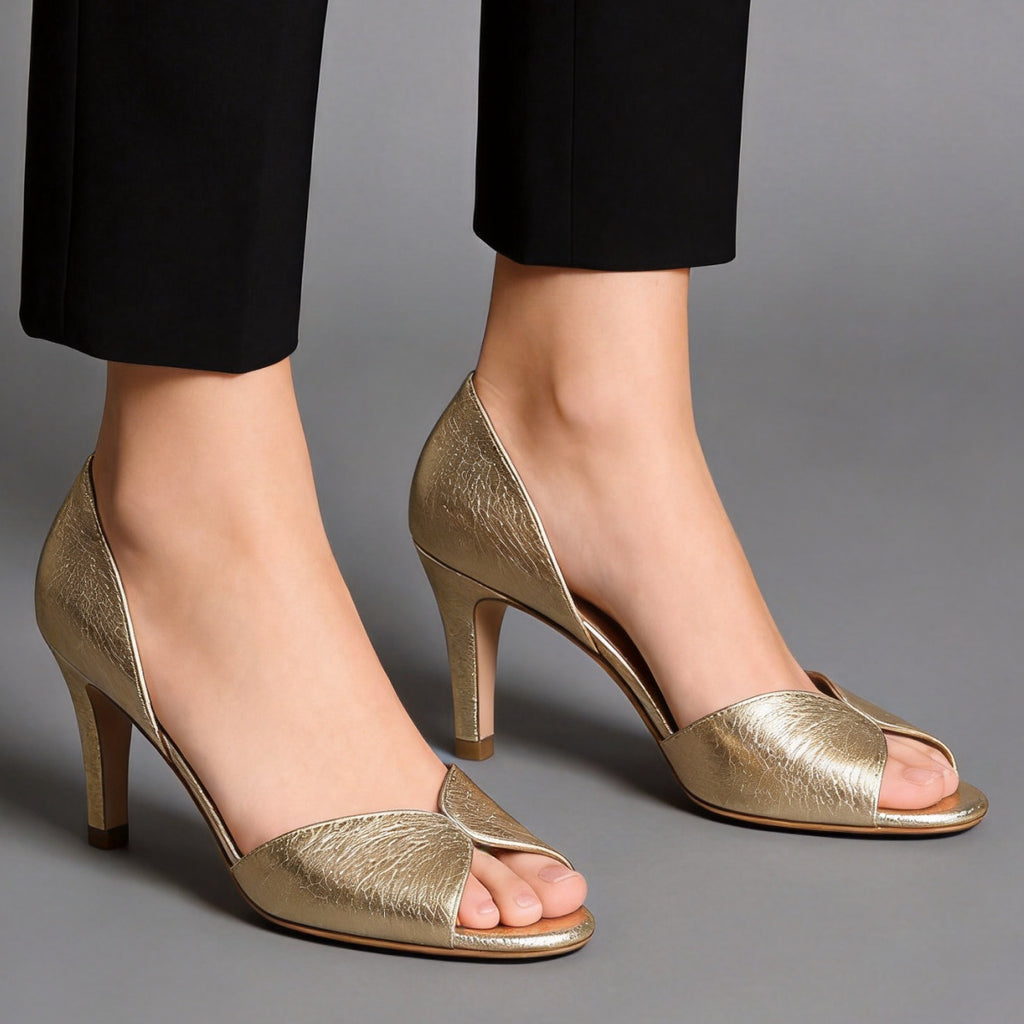 Made to order ships in 3–5 days Golden fish mouth slim heel high-heeled open toed sandals for women