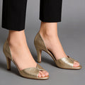 Made to order ships in 3–5 days Golden fish mouth slim heel high-heeled open toed sandals for women