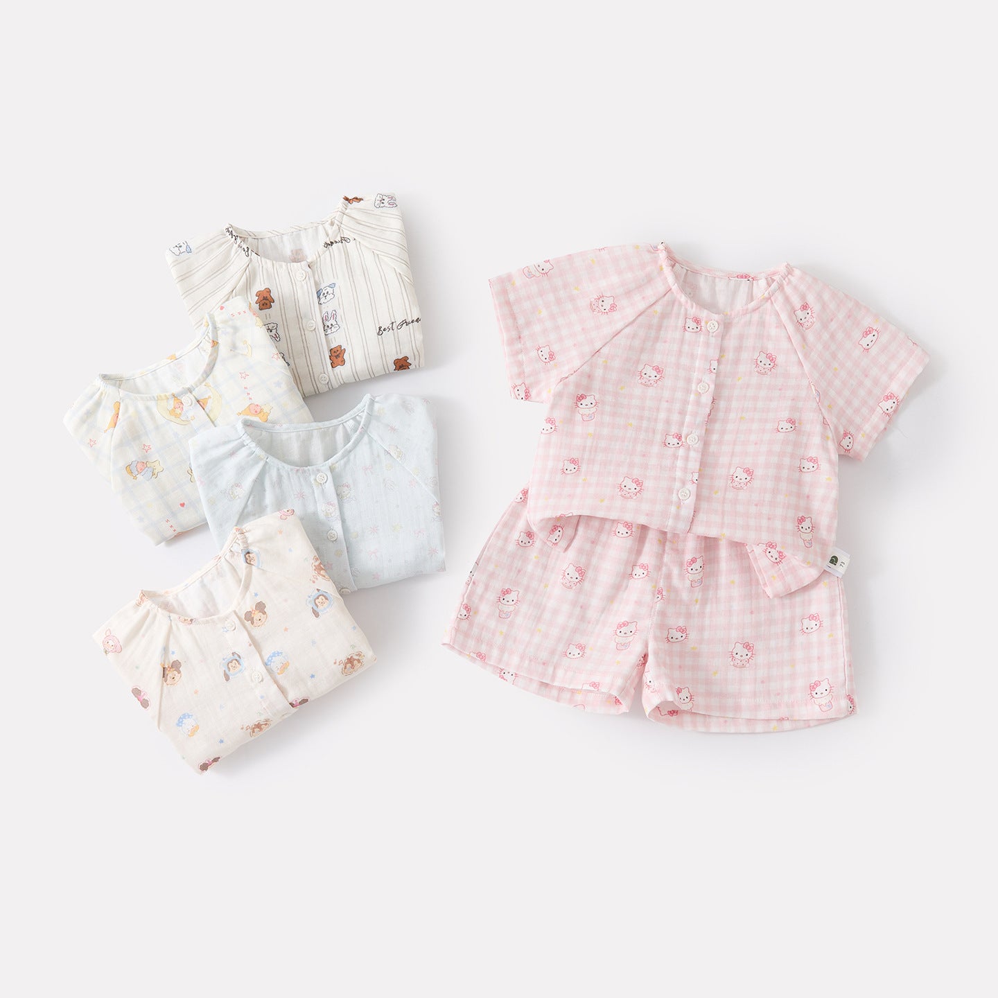 Baby Cute Cartoon Print Short Sleeve Casual Shorts Home Wear Two-Piece Set