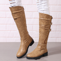 New Style Outdoor Long Boots Winter欧美外贸 Flat Heel Wide Size Women's Leather Boots
