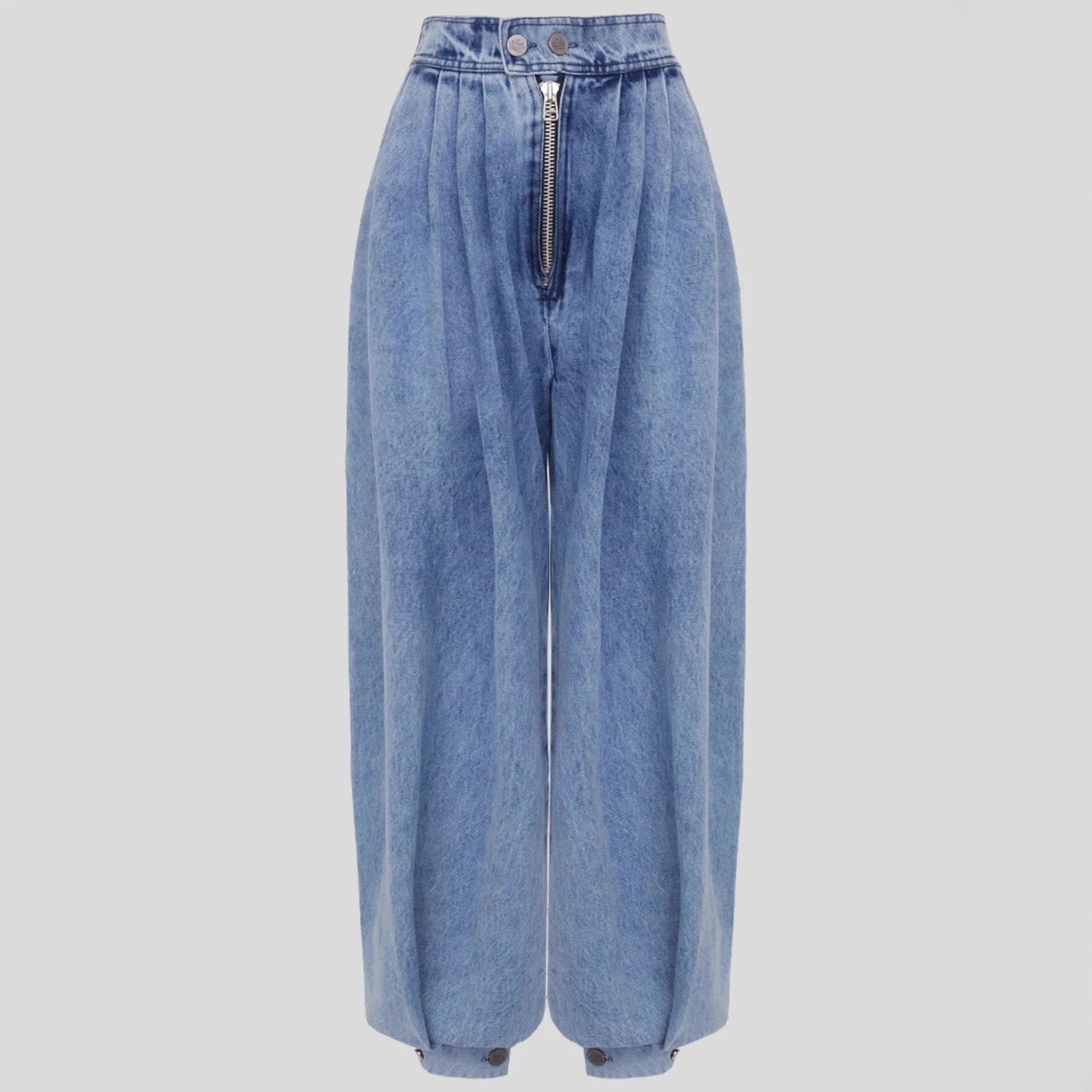High waisted zipper leg tied jeans for women