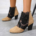 Lace Mesh High-Heeled Sandals Women European and American Style Round Toe Chunky Heel Roman Sandals Wholesale