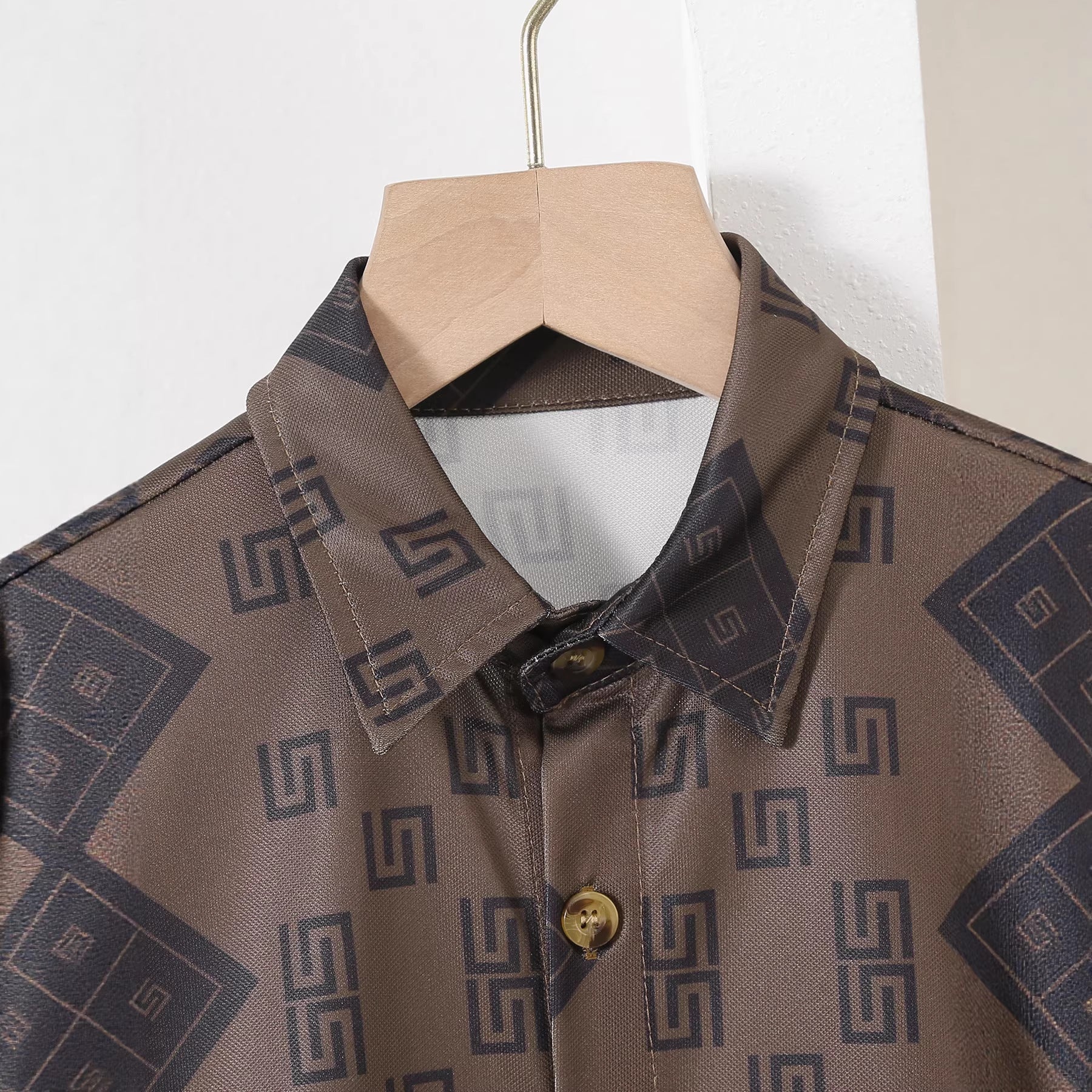 Boy's Geometric Print Short Sleeve Shirt Set