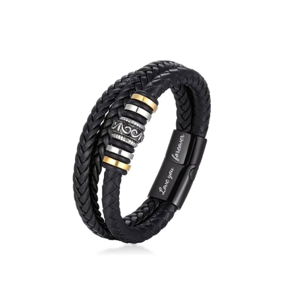 Stainless steel leather rope bracelet