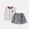 Knit Vest and Lightweight Cotton Shorts Two-Piece Set for Babies and Toddlers Summer Casual Wear