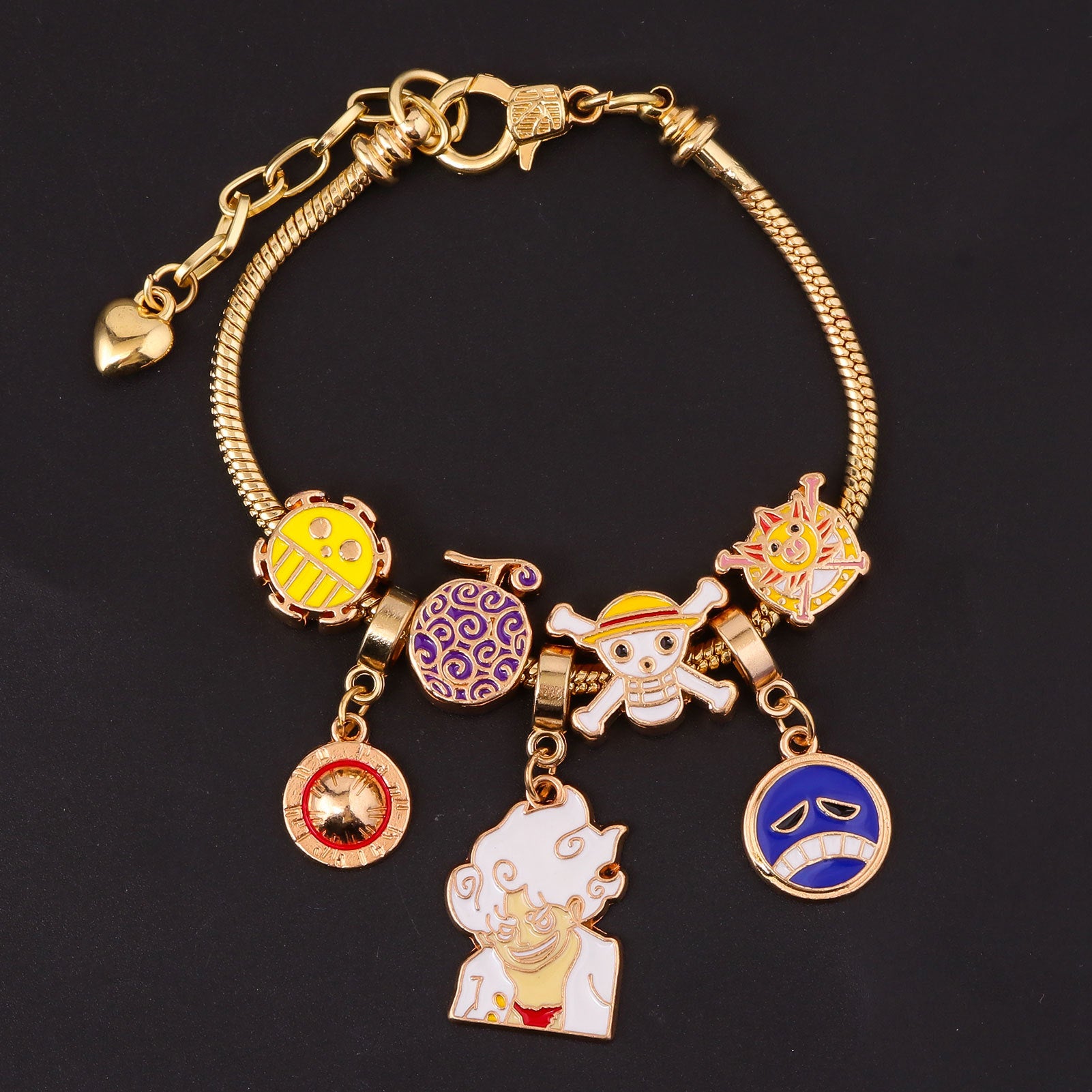 One Piece DIY Bracelet with Five Levels Sun God Nika Luffy Cartoon Metal DIY Bracelet
