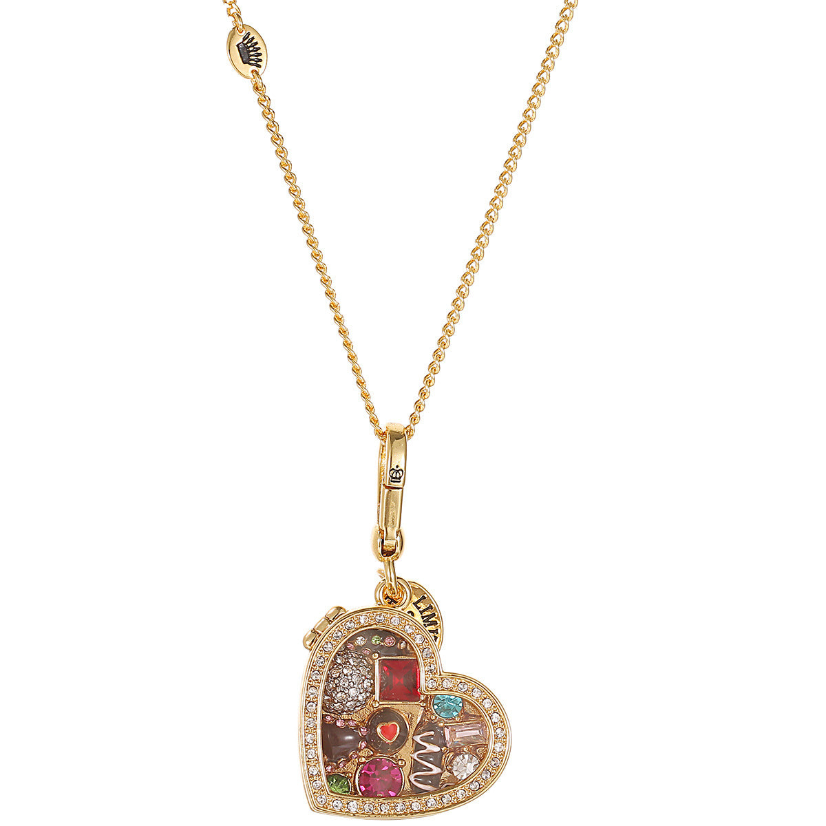 Enamel glazed chocolate gemstone transparent heart-shaped box with an openable pendant and box