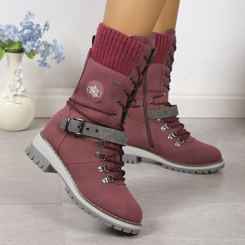 Snow boots fur integrated women's shoes thick and warm cotton shoes high top snow boots