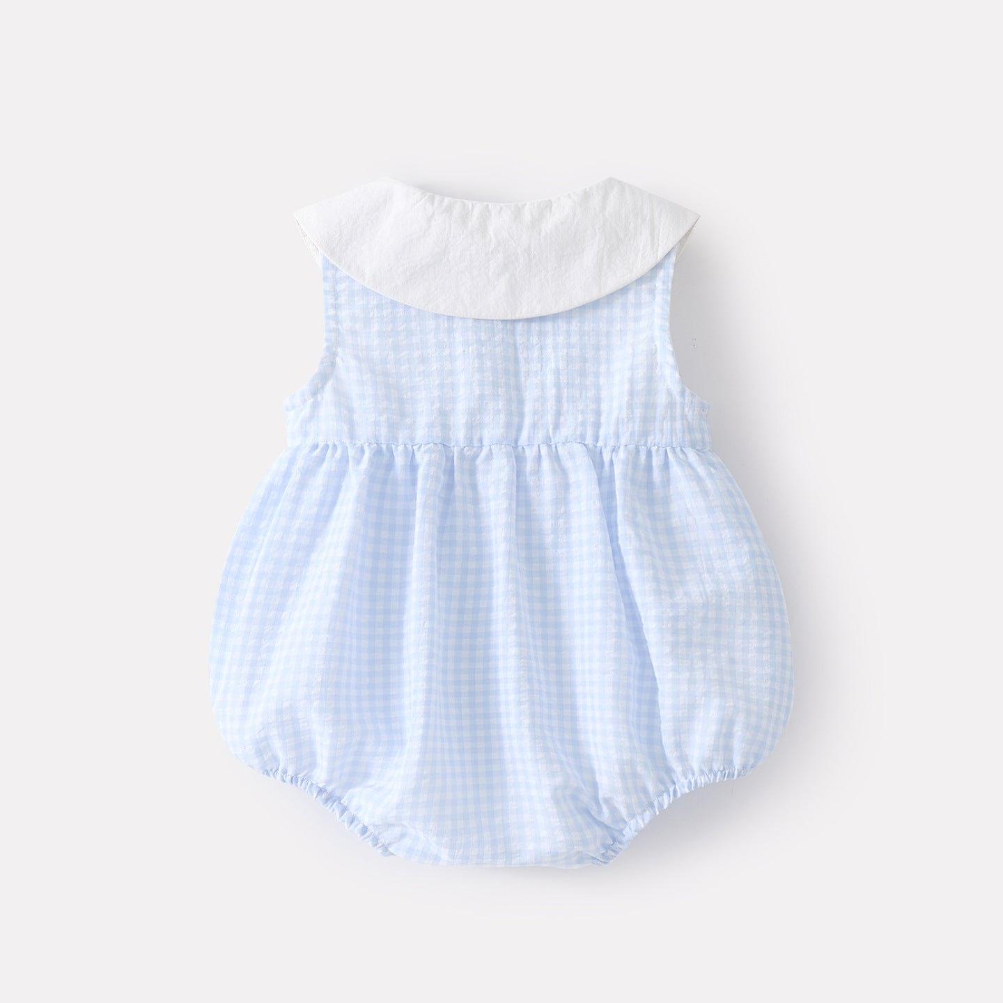 Cute Cartoon Checkered Sleeveless Romper for Baby Girls, Lightweight and Breathable Summer Onesie with Simple Design