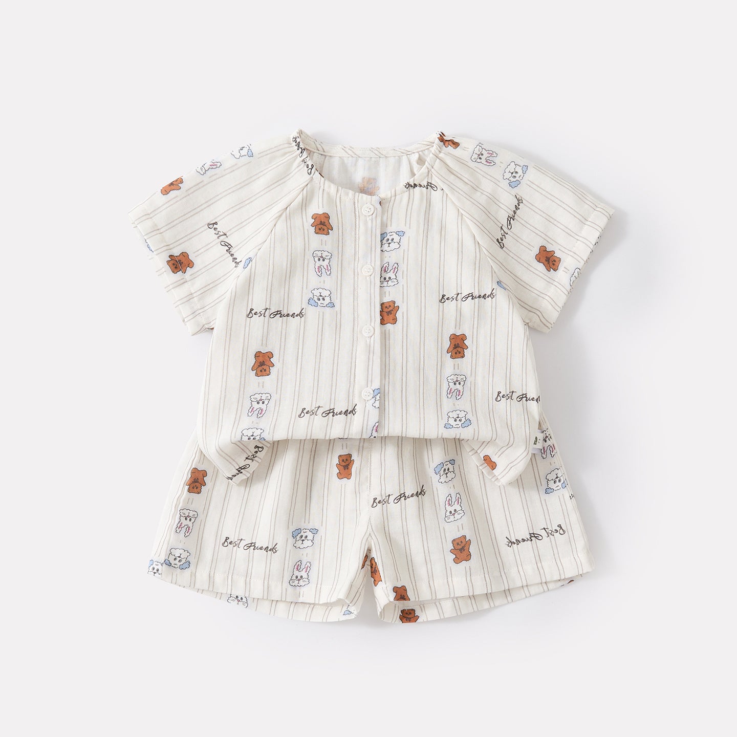 Baby Cute Cartoon Print Short Sleeve Casual Shorts Home Wear Two-Piece Set