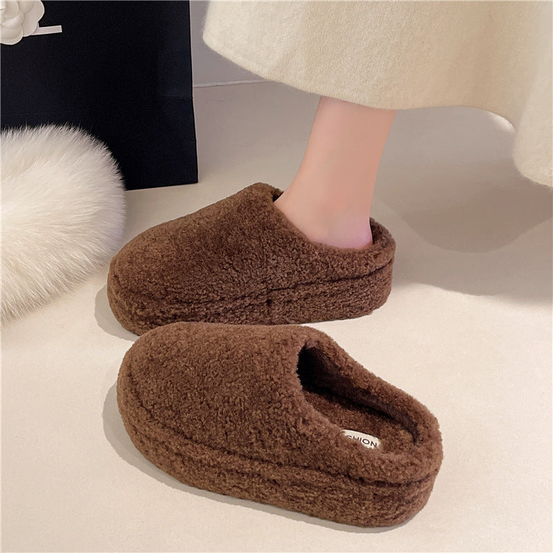 Flat bottomed velvet toe half slippers