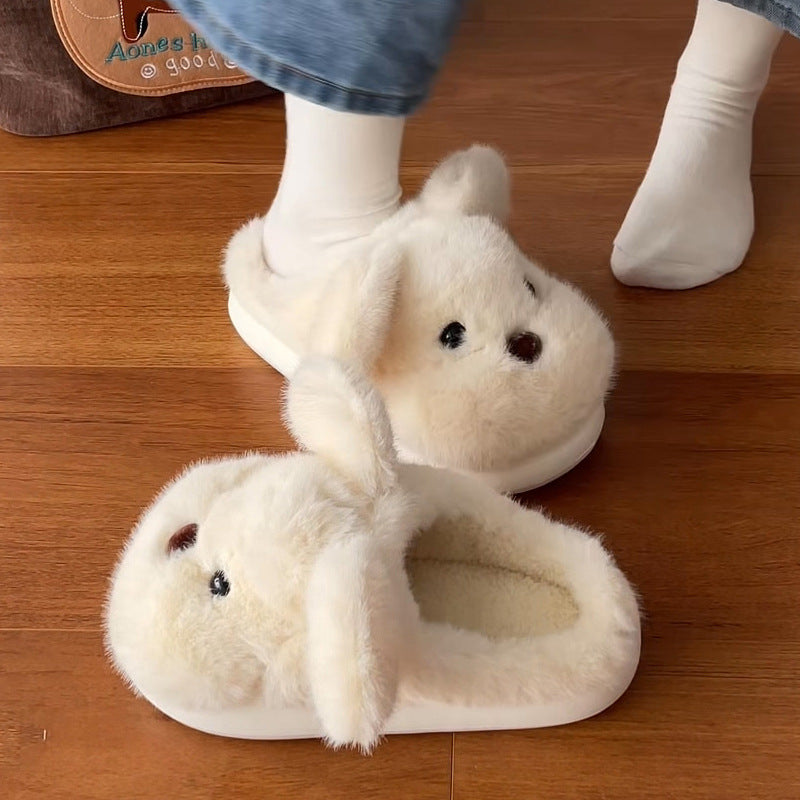 Cozy Dog Slippers for Women Indoor Home Winter Warm Non-Slip Cotton Shoes