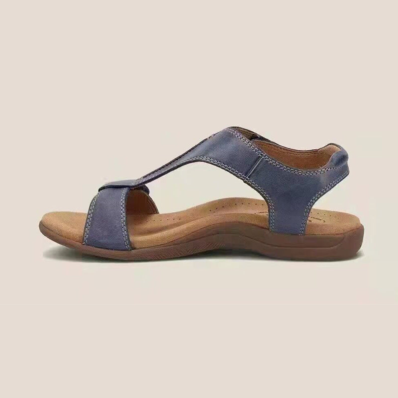 Velcro strap wide-size sandals, casual, thick-soled