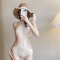 Solid Color Bikini Swimwear for Women,Slimming Cut-Out Design, One-Piece Dress-Style Bathing Suit