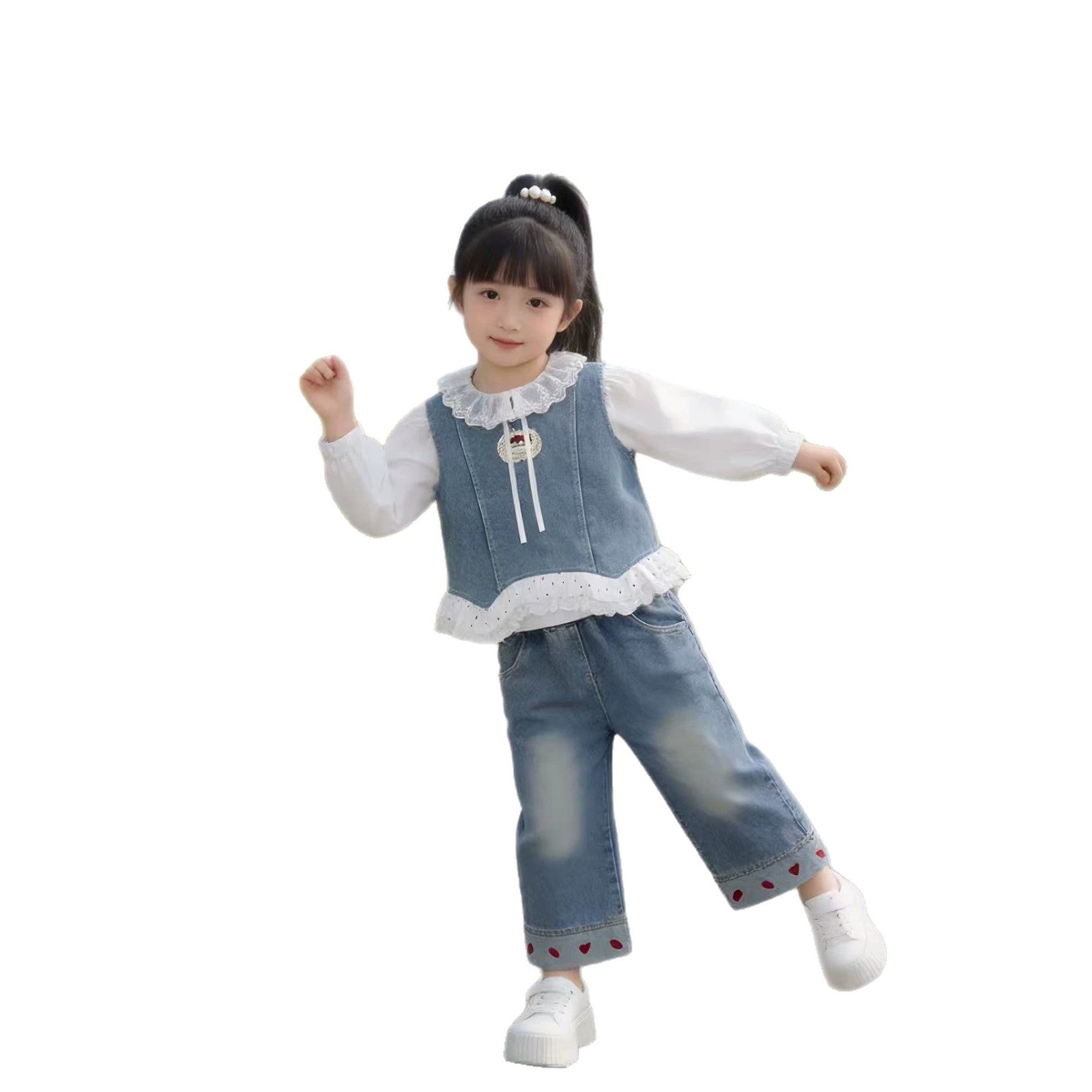 Cowboy vest three piece set for children's spring and autumn leisure