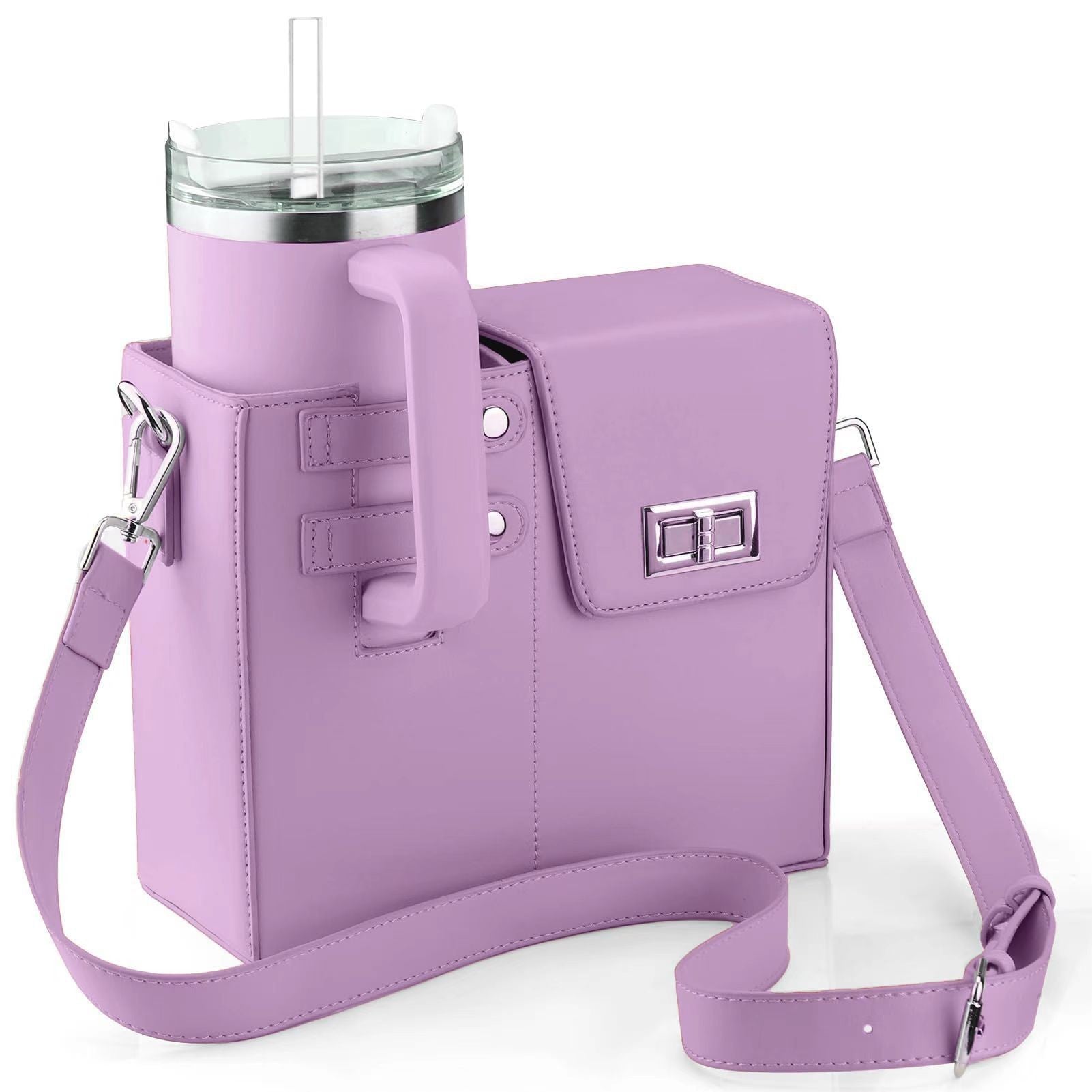 Outdoor Portable Beverage Bottle Bag, Universal Large Insulated Cup Pink Shoulder Crossbody Bottle Bag