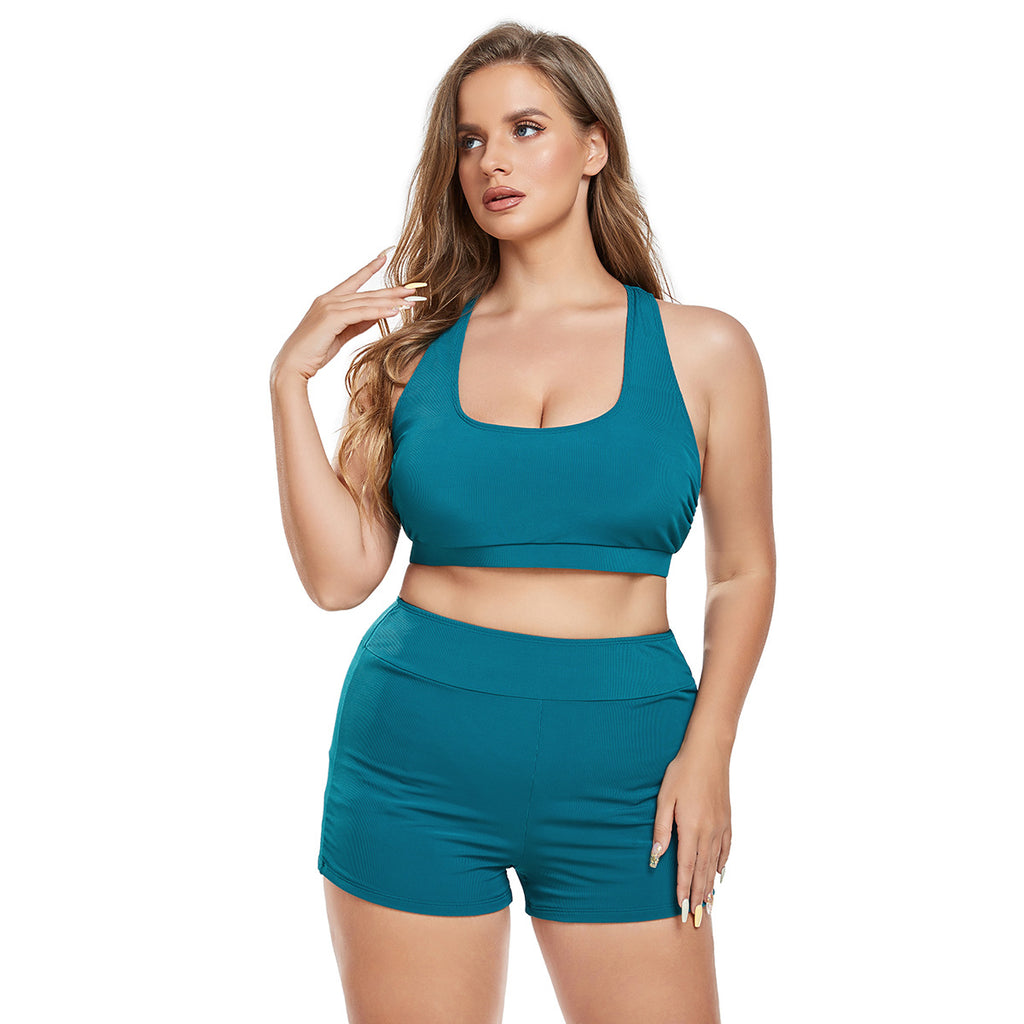Sexy Solid Color Plus Size Bikini Set Swimwear Women