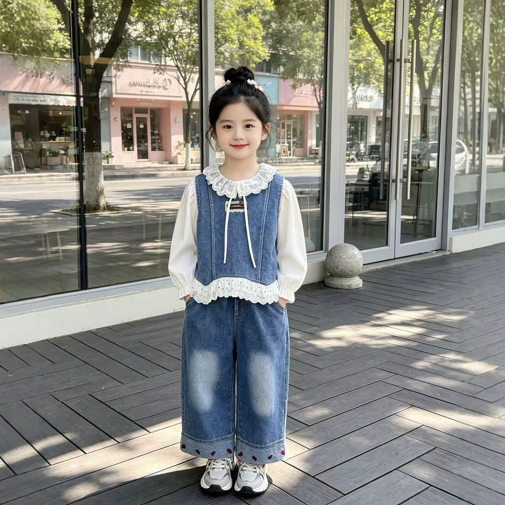 Cowboy vest three piece set for children's spring and autumn leisure
