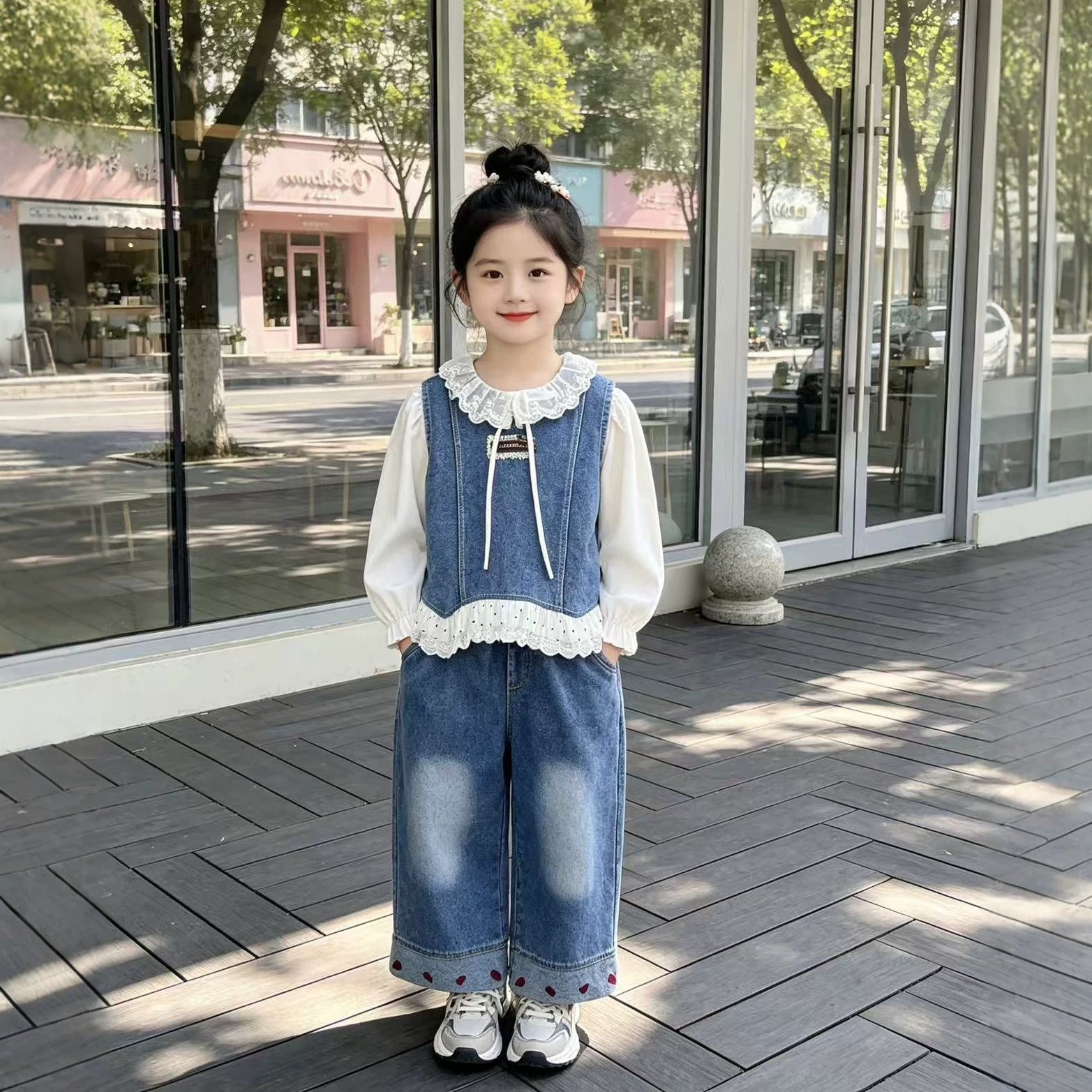 Cowboy vest three piece set for children's spring and autumn leisure