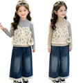 Three piece set of camisole long sleeves for children and girls