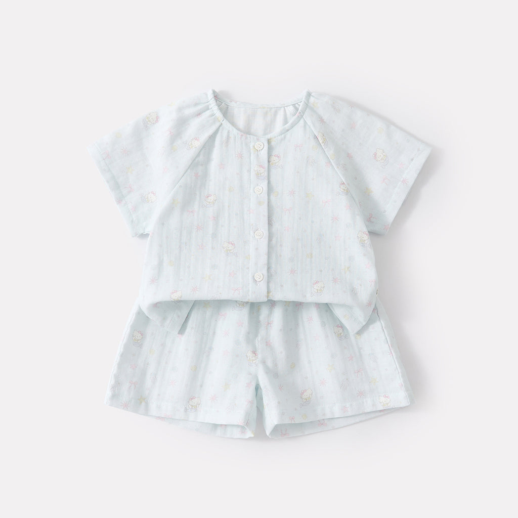 Baby Cute Cartoon Print Short Sleeve Casual Shorts Home Wear Two-Piece Set