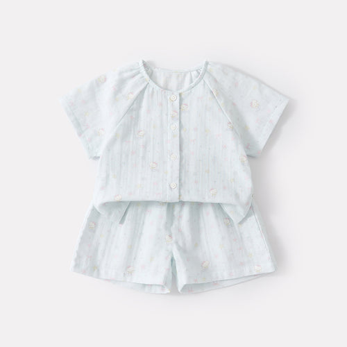 Baby Cute Cartoon Print Short Sleeve Casual Shorts Home Wear Two-Piece Set
