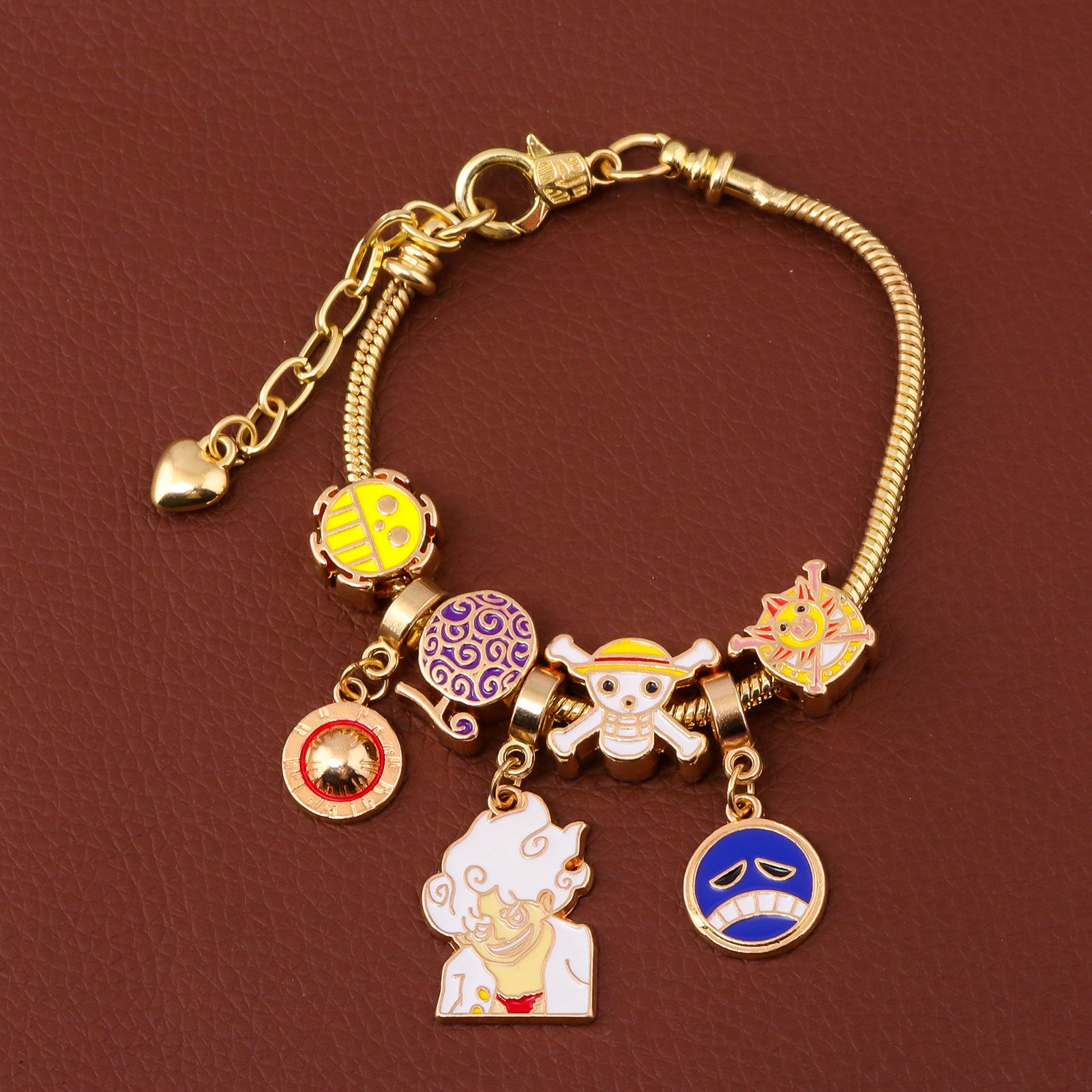 One Piece DIY Bracelet with Five Levels Sun God Nika Luffy Cartoon Metal DIY Bracelet