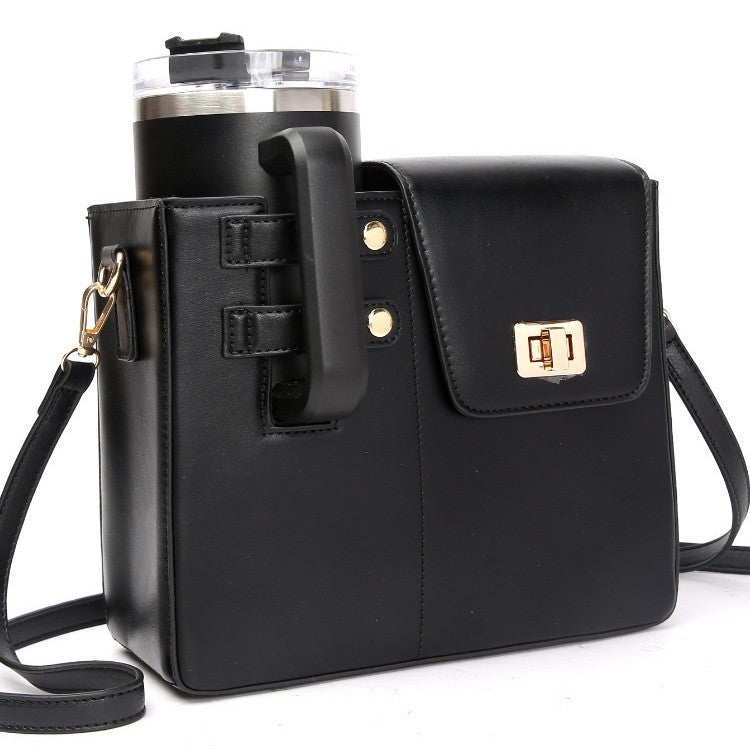 Outdoor Portable Beverage Bottle Bag, Universal Large Insulated Cup Pink Shoulder Crossbody Bottle Bag