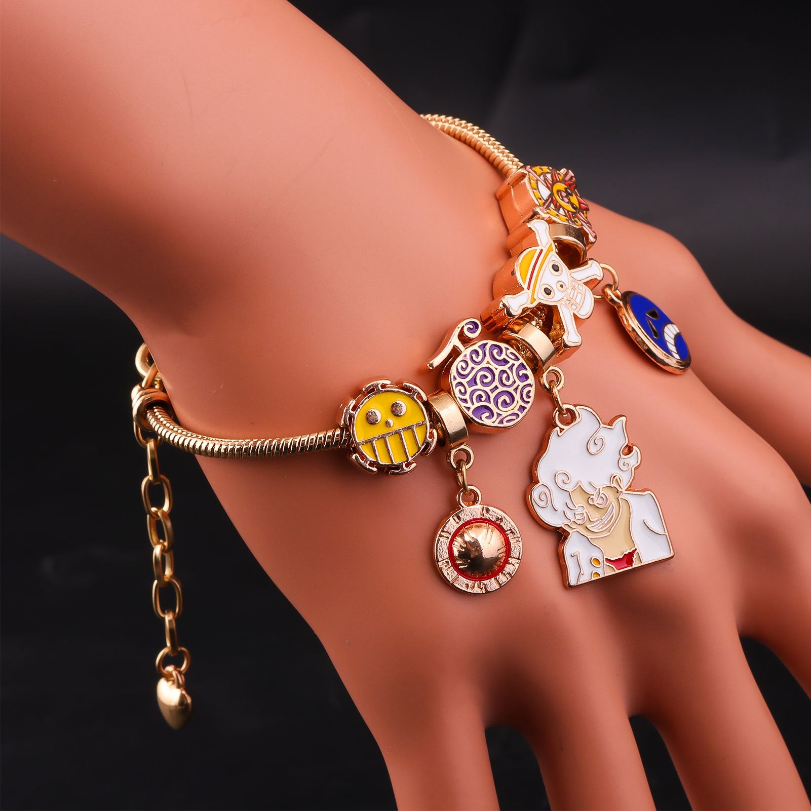 One Piece DIY Bracelet with Five Levels Sun God Nika Luffy Cartoon Metal DIY Bracelet