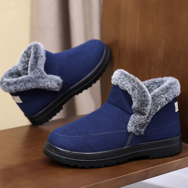 Winter Women's Plus Size Cotton Boots with Fleece Lining and Thickening for Outdoor Leisure Snow Boots Mid-Calf Cotton Shoes