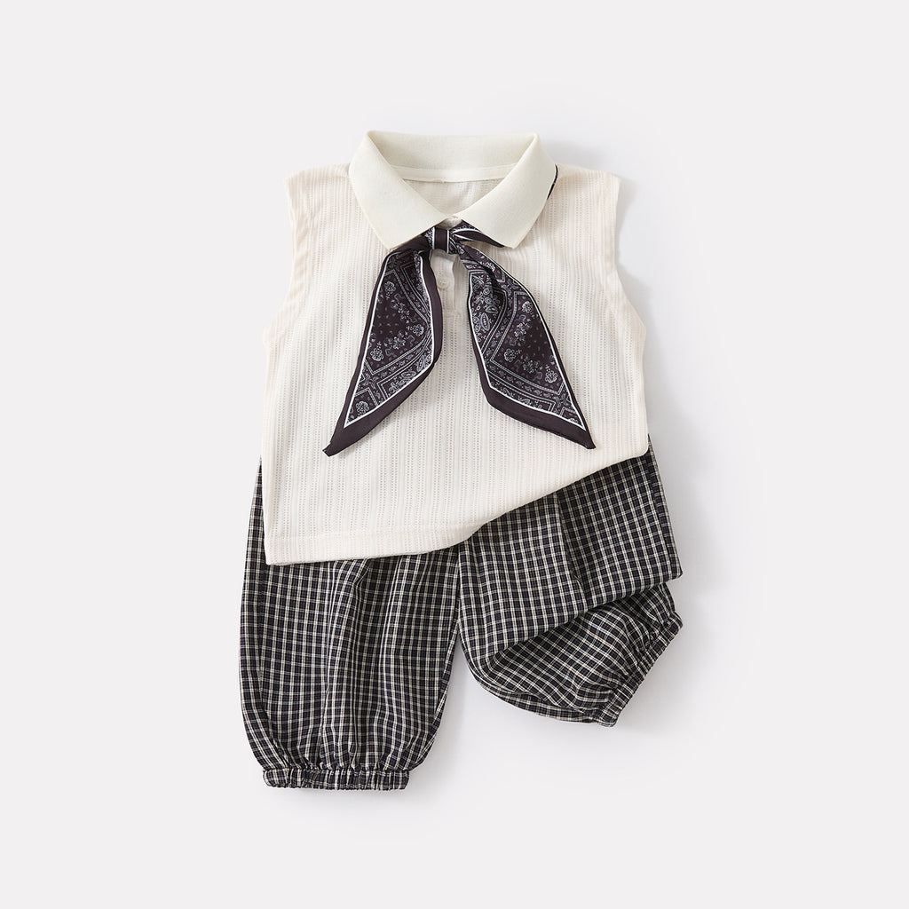 Polo Shirt and Mosquito-Repellent Pants Set  Casual Cotton Checkered Two-Piece Outfit