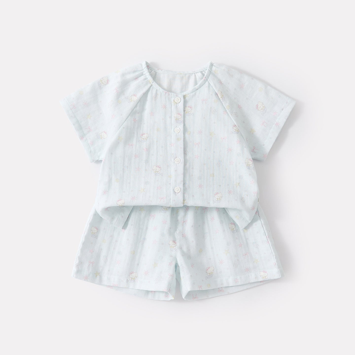 Baby Cute Cartoon Print Short Sleeve Casual Shorts Home Wear Two-Piece Set