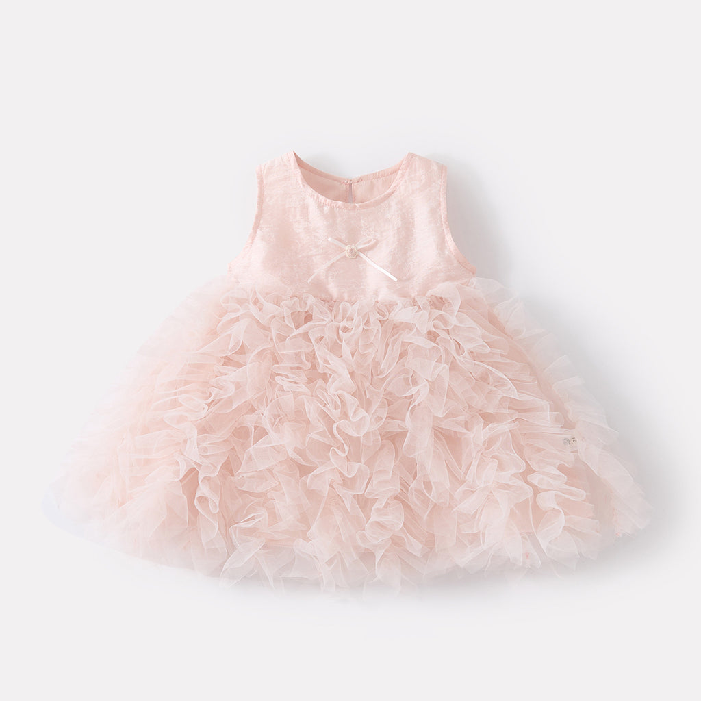 Bow Backless Dress, Baby Girl Cool Sweet Princess Mesh Puff Skirt