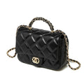 Metal chain diamond grid handbag