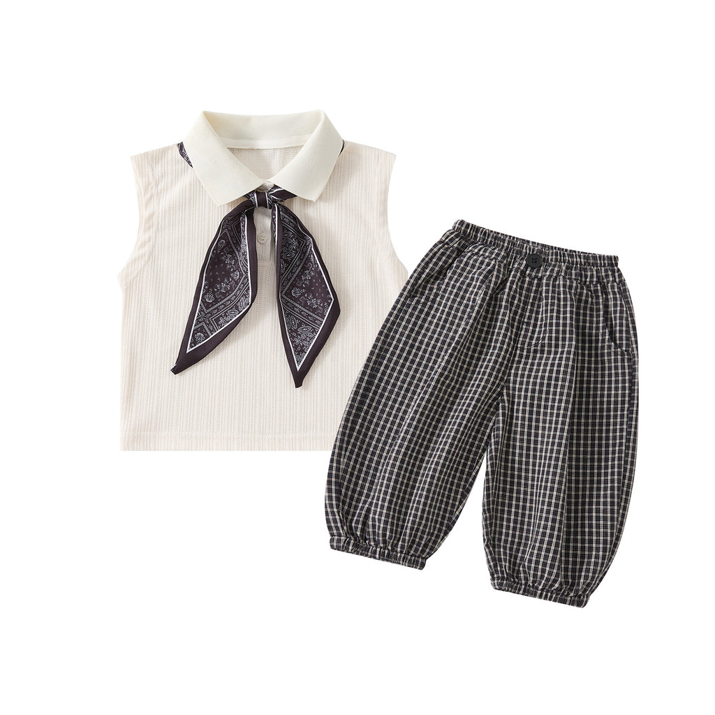 Polo Shirt and Mosquito-Repellent Pants Set  Casual Cotton Checkered Two-Piece Outfit